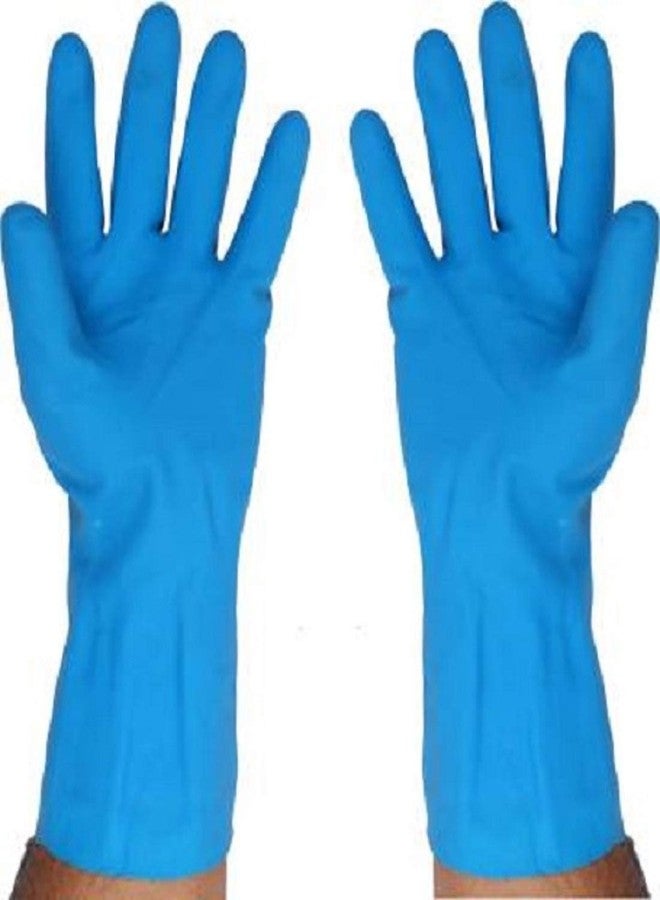 RBGIIT Seebuy Reusable Washable Latex Safety Gloves Yellow And Blue Coloured Combo for Washing Cleaning Kitchen Garden and Sanitation (Color Yellow Blue Size Medium In Pack of 2 Pair Glove) - Image 2
